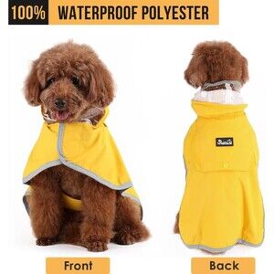 Slow - Big‎ Dog, Yellow Raincoat 3XL, Reflective, Adjustable, Hooded Poncho